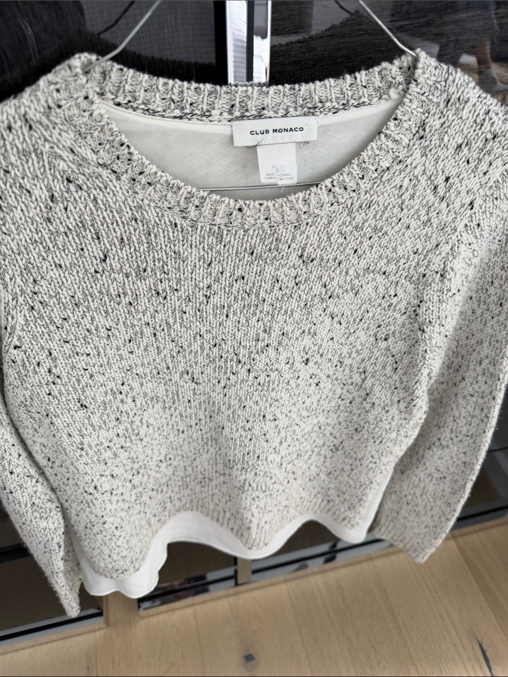 Club Monaco Cream Speckled Crewneck Sweater
